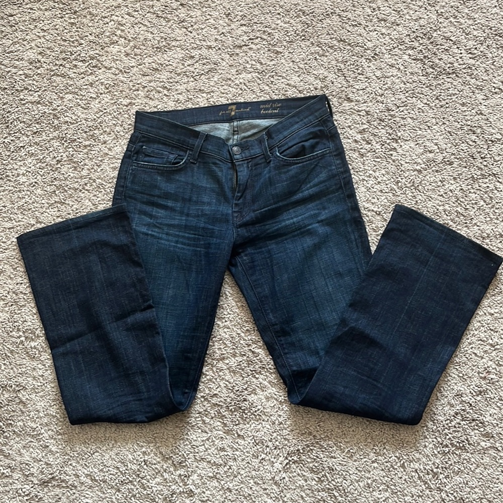 7 for all mankind mid rise bootcut dark wash jeans